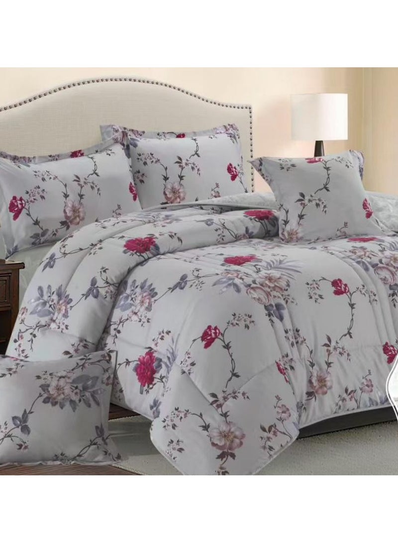 بلو سكاي مفرش سرير نفرين فخم من المايكروفايبر 100% ، غطاء سرير ، قابل للإستخدام على الوجهين، طقم مفارش بحشوة دبل  ، طقم نوم يتكون من 6 قطع ( مفرش بحشوة + شرشف مطاط للمرتبة + واقي مخدة + كيس مخدة + وسادة مربعة + كيس للوسادة المربعة  ) مقاس المفرش 240X260 سم ومقاس المغاط 200x200 سم ( اللون نفس الصورة) - Image 2